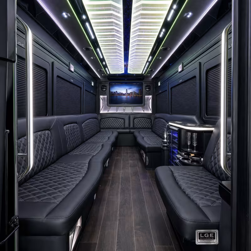 15 Passenger Party Bus Interior