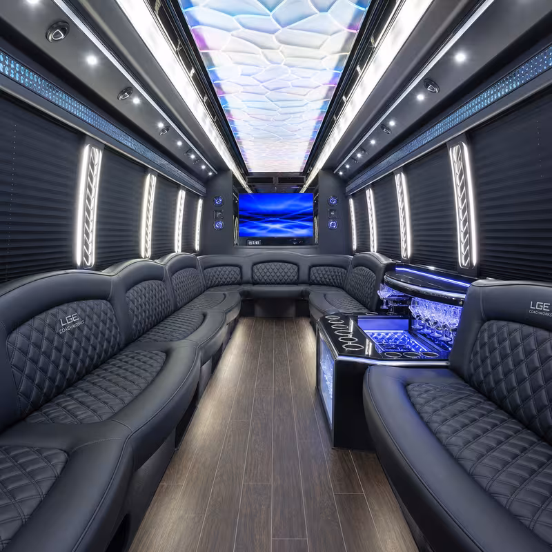 15 Passenger Party Bus Interior