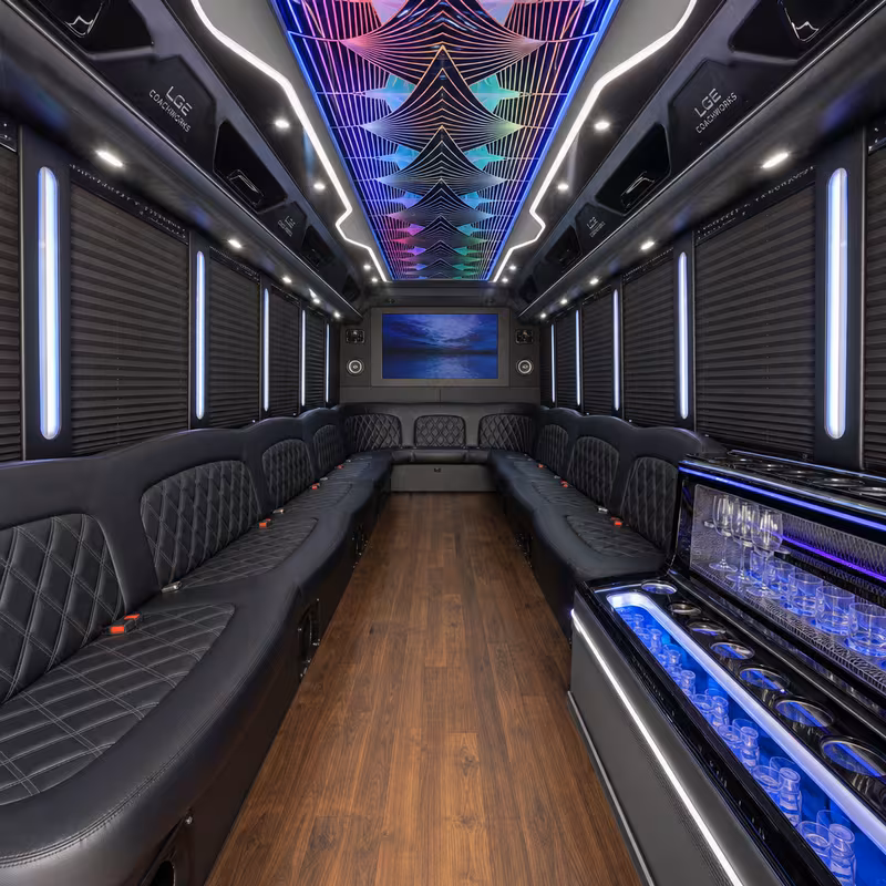 18 Passenger Party Bus Interior