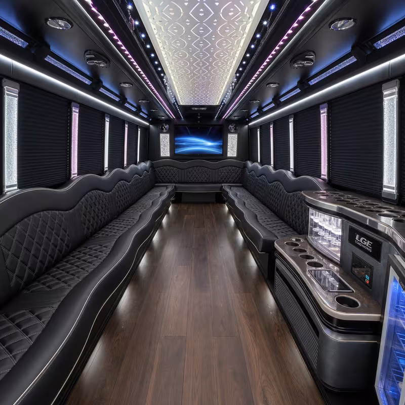 20 Passenger Party Bus Interior
