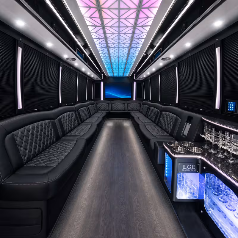 25 Passenger Party Bus Interior