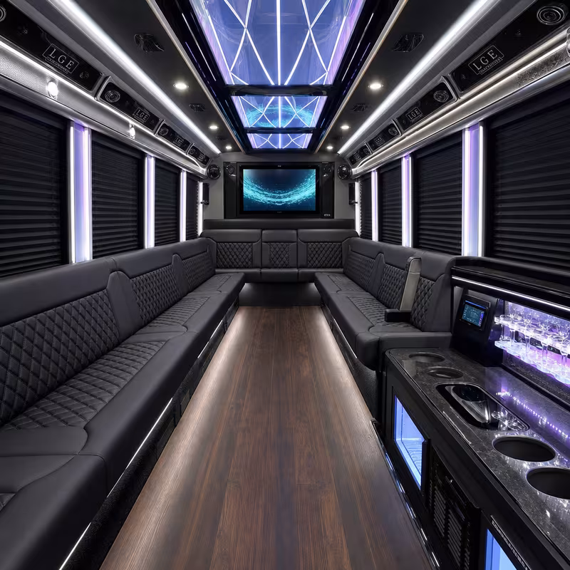28 Passenger Party Bus Interior