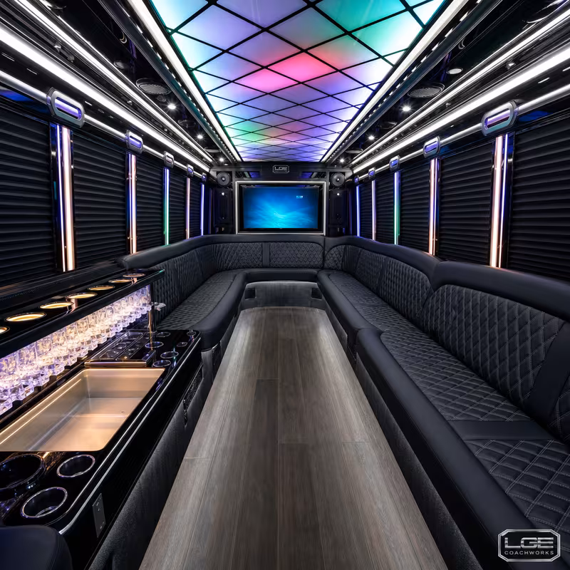 30 Passenger Party Bus Interior