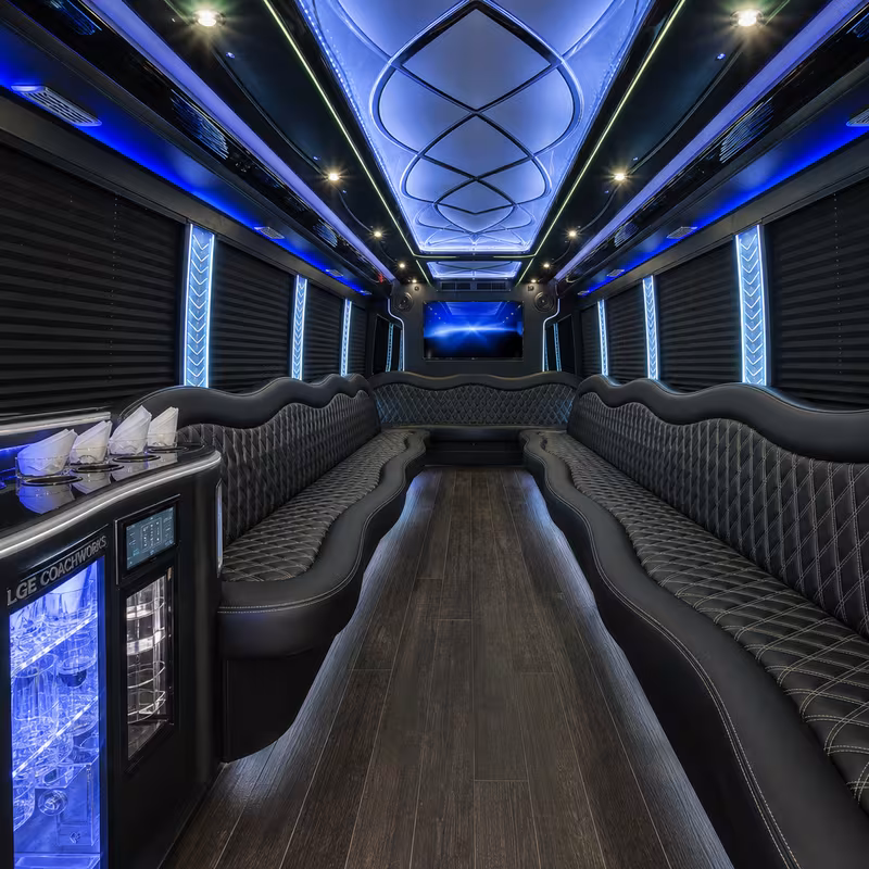 30 Passenger Party Bus Interior
