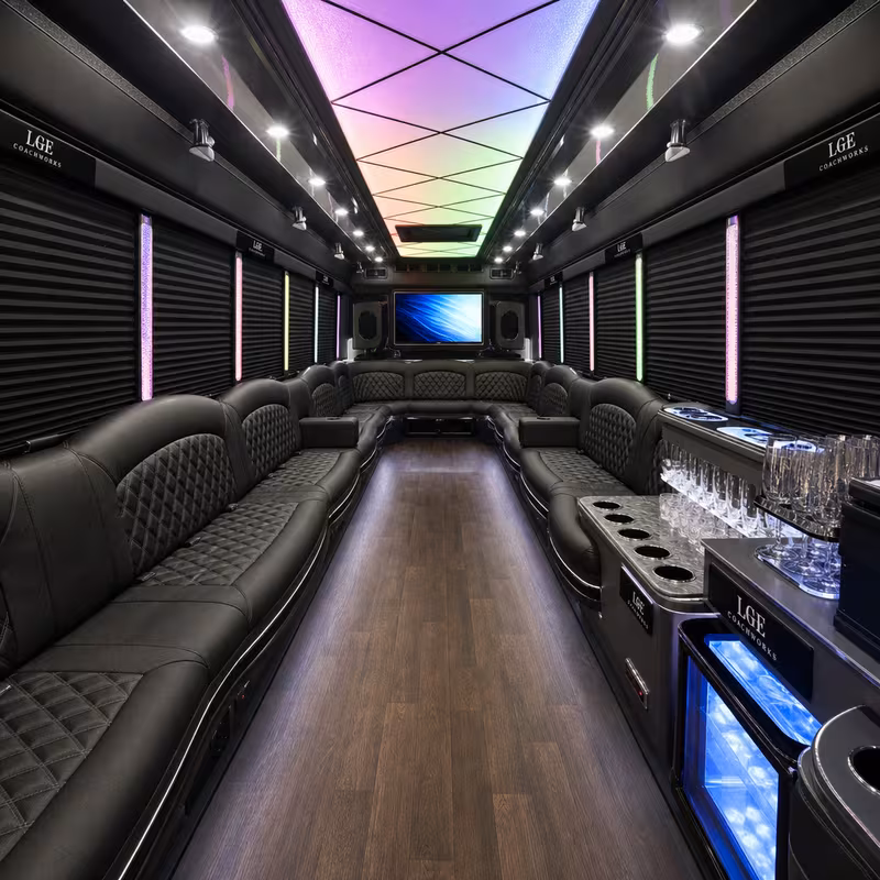 40 Passenger Party Bus Interior