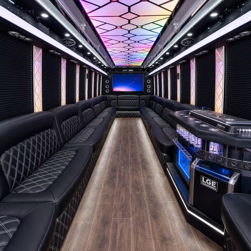 50 Passenger Party Bus Interior