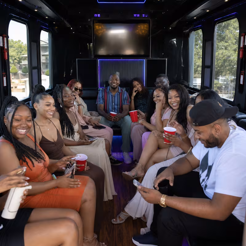 Black Mercedes Sprinter van staged for an Kansas City Birthday Transportation group