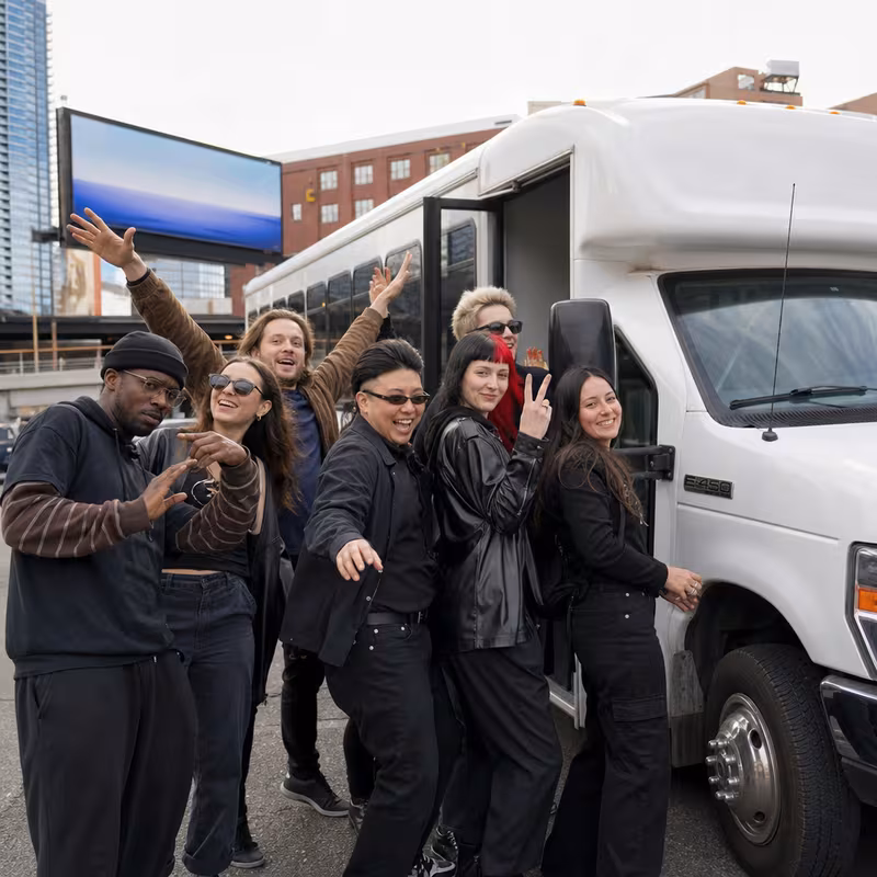 Black Mercedes Sprinter van staged for an Kansas City Concert Transportation group