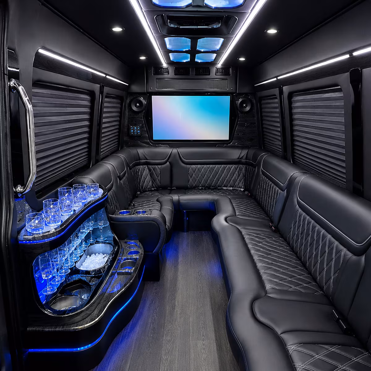 Kansas City Birthday, Sweet 16, & Quinceañera Transportation party bus interior