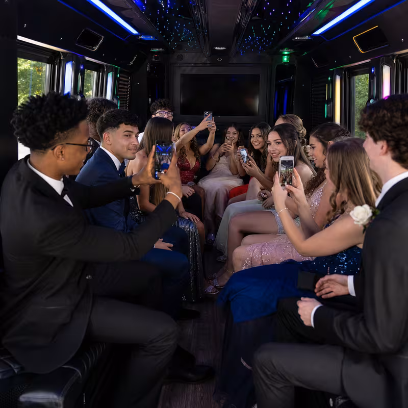 Black Mercedes Sprinter van staged for an Kansas City Prom & Homecoming Transportation group