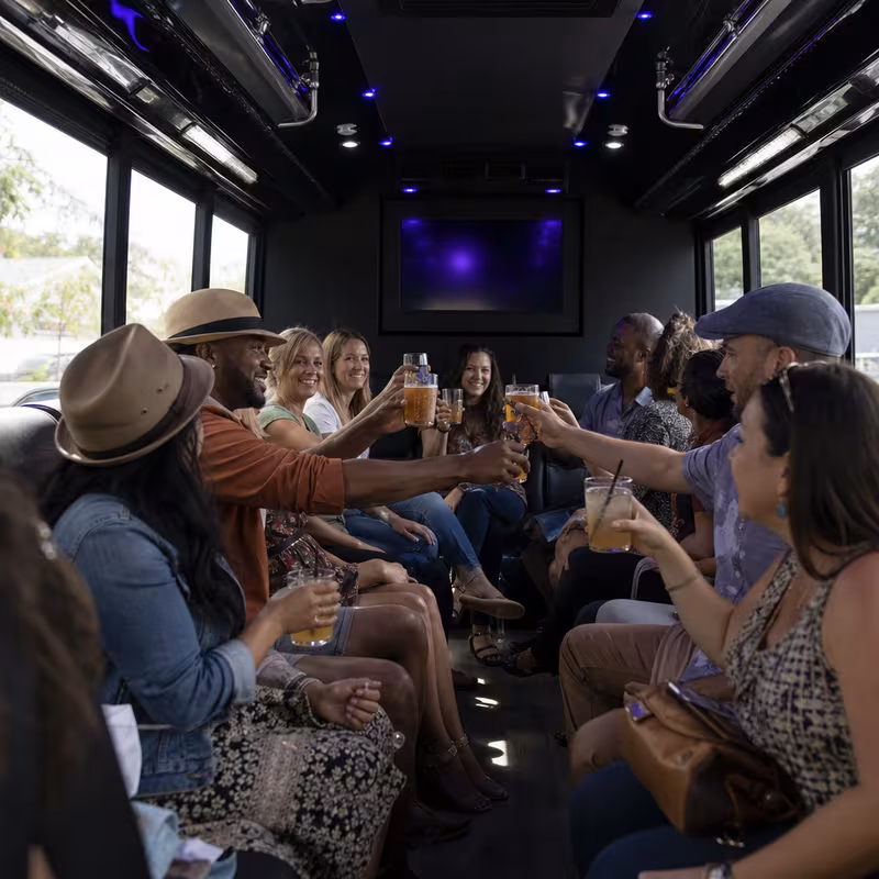 Black Mercedes Sprinter van staged for an Kansas City Winery & Brewery Tour Transportation group